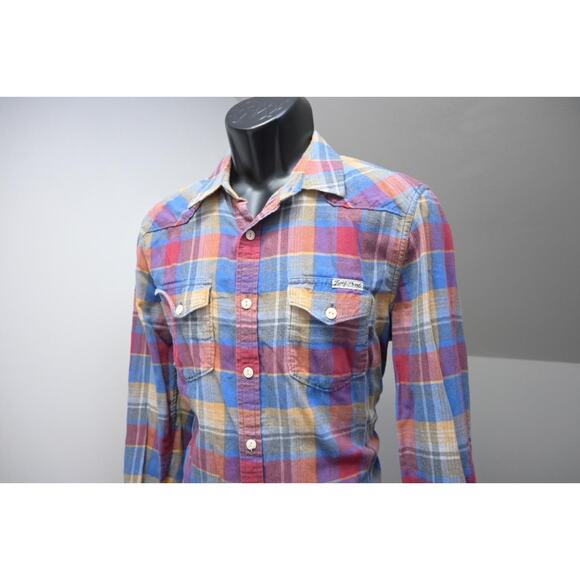 Lucky Brand Big Button Shirt Classic Fit Long Sleeve Plaid Button Up Mens Medium - Picture 1 of 7